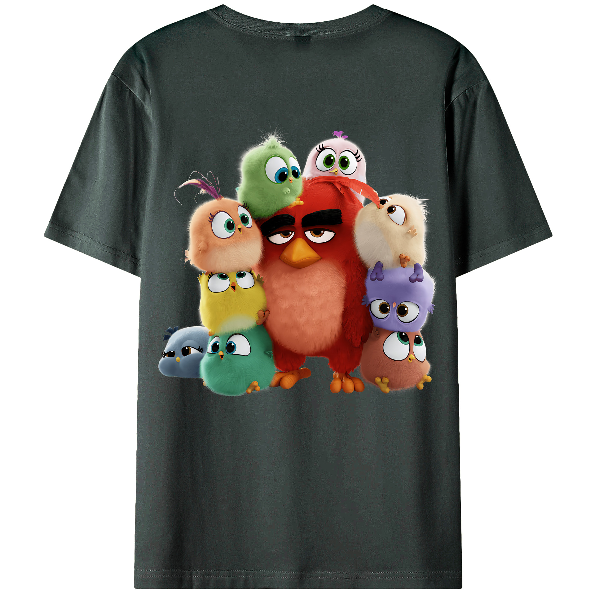 （画像用） Angry Birds アングリーバード 綿100％ メンズ半袖Tシャツ（バックプリント） 通気性